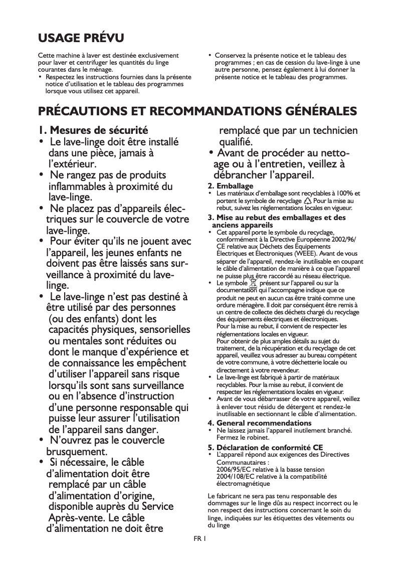 Page 1 de la notice Manuel utilisateur Laden EV 1273