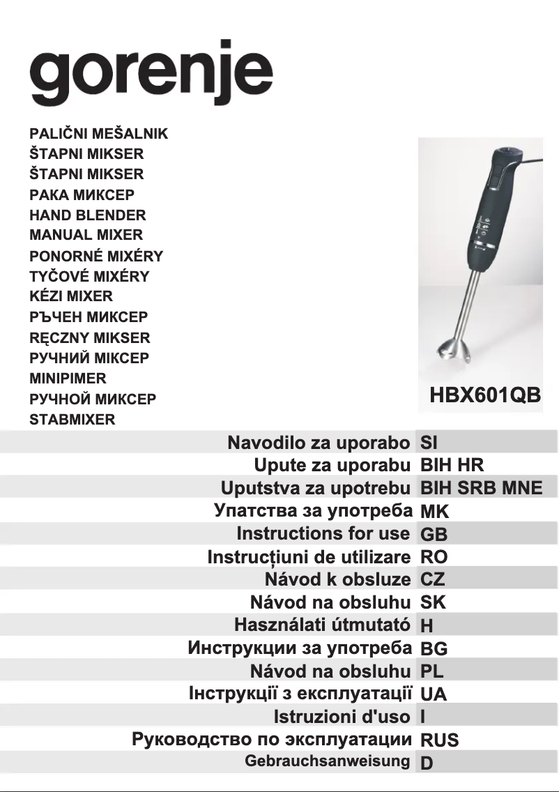 Imagen de la primera página del manual del dispositivo HBX601QB
