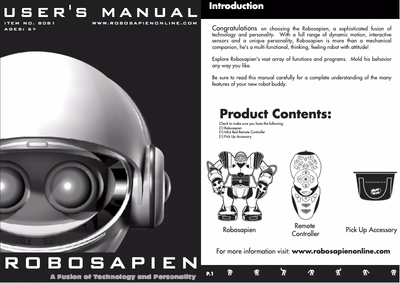 Page 1 de la notice Manuel utilisateur WowWee Robosapien