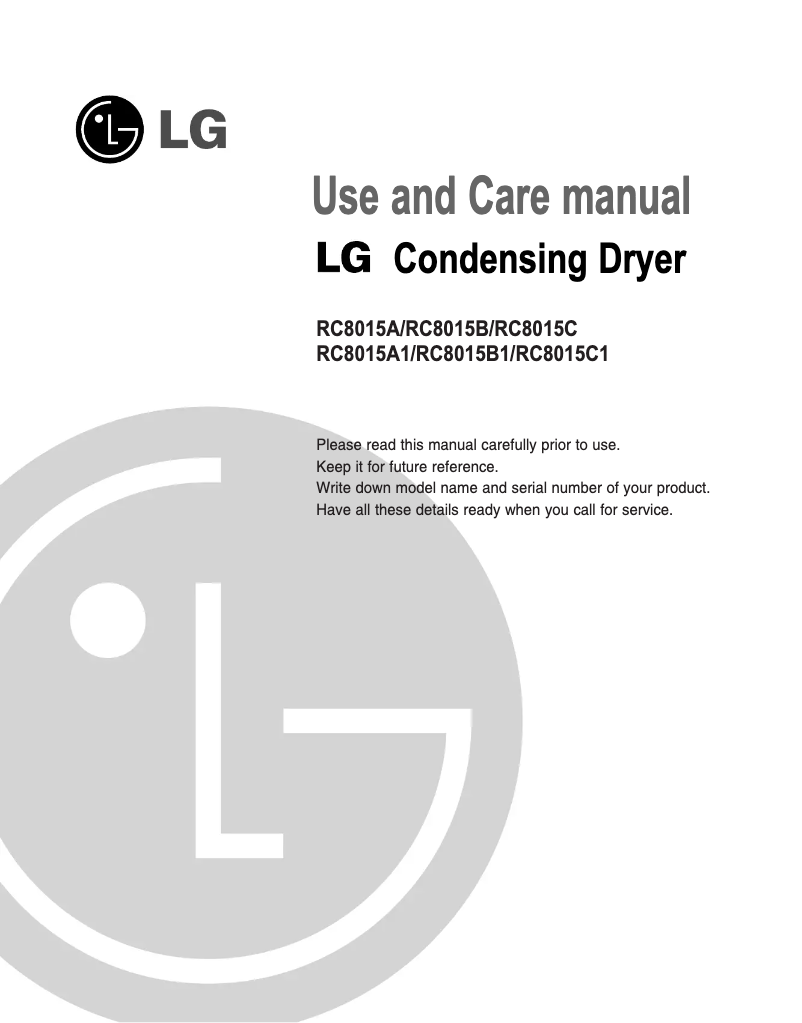 Page n°1 - Manuel utilisateur LG RC8015C