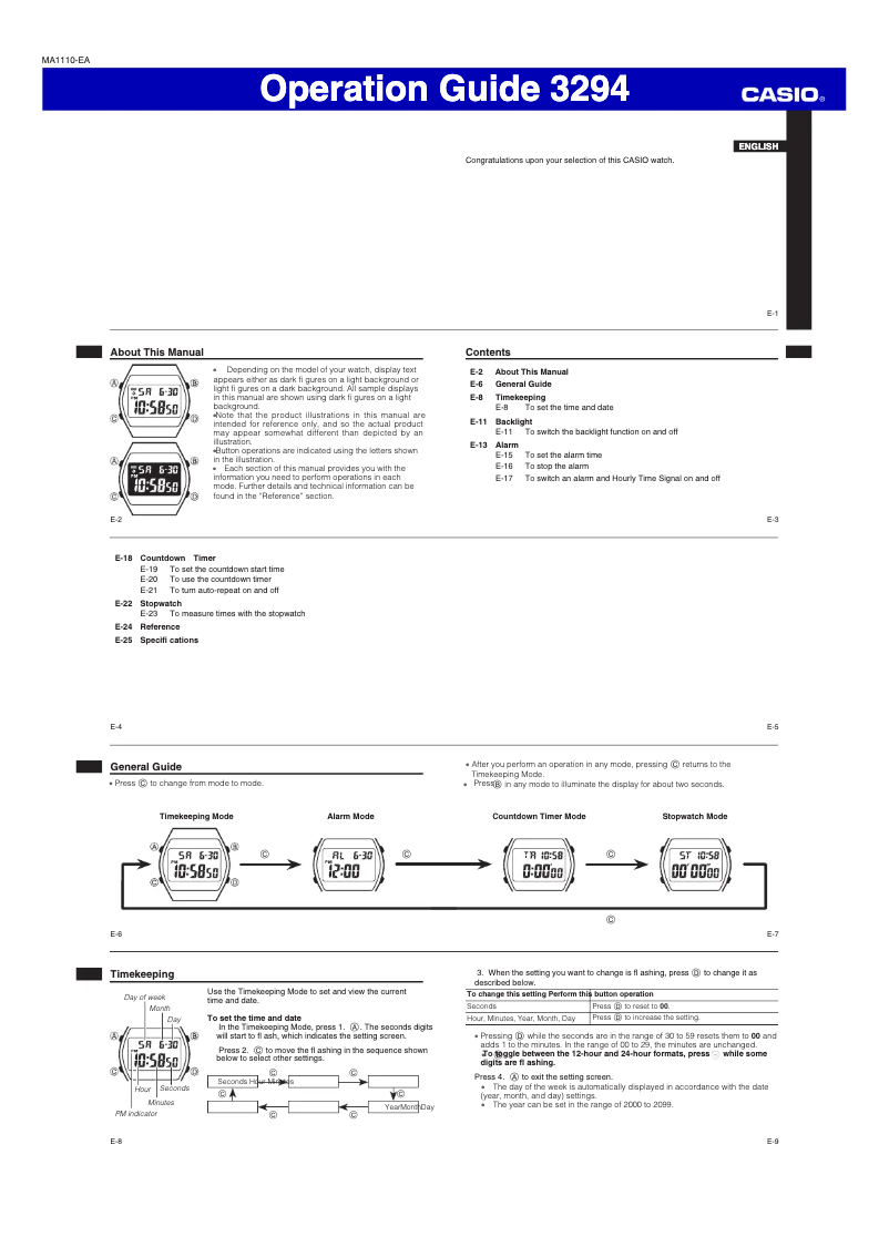 Page 1 de la notice Manuel utilisateur Casio B640WB-4BEF
