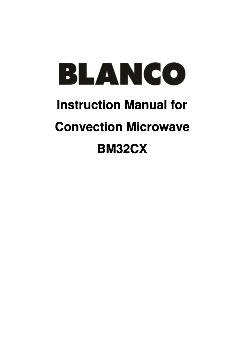 Page n°1 - Manuel utilisateur BLANCO BM32CX