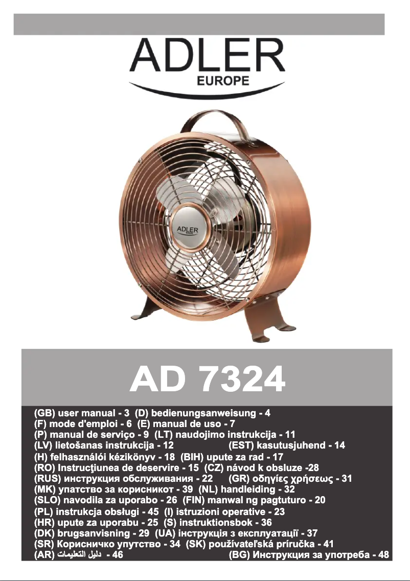 Page 1 de la notice Manuel utilisateur Adler AD 7324