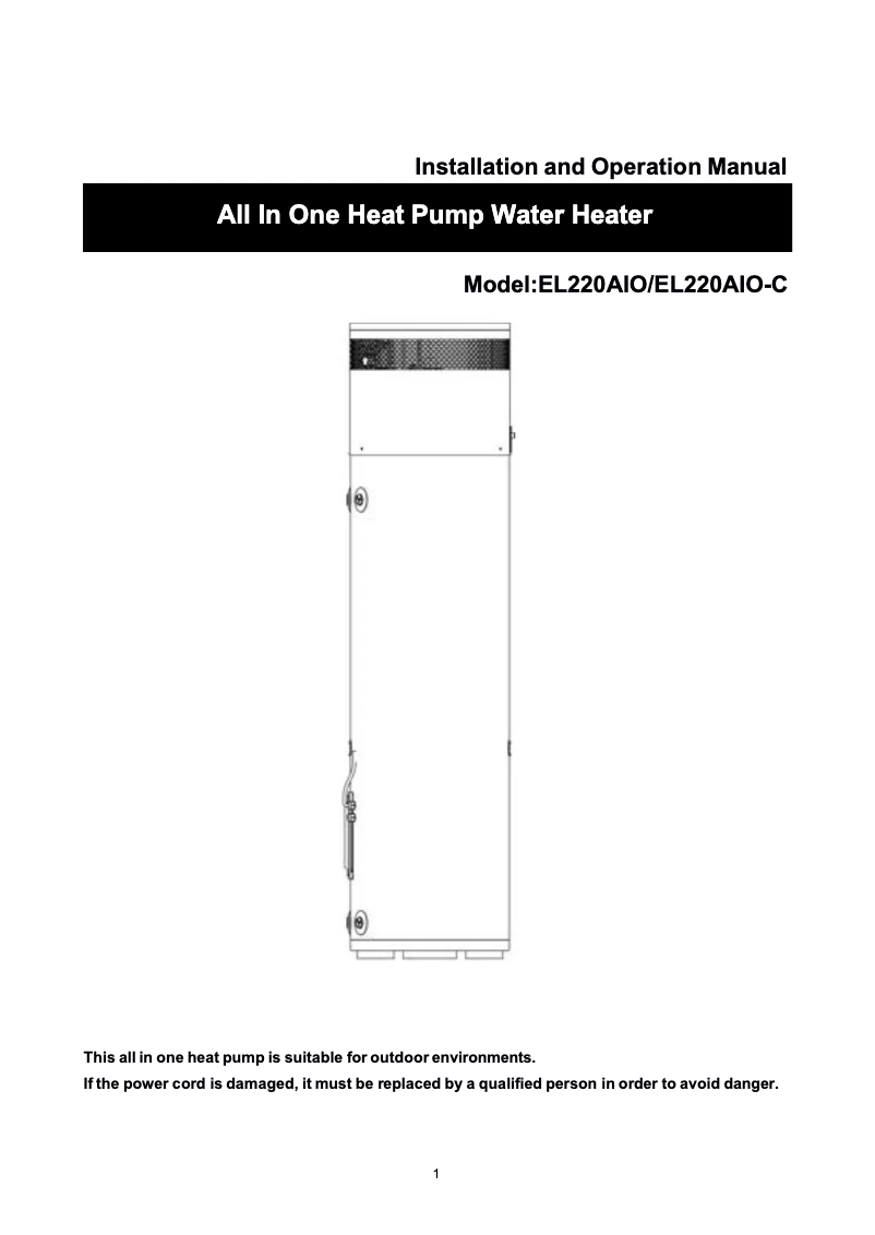 Page 1 de la notice Manuel utilisateur ENEFT EL220AIO