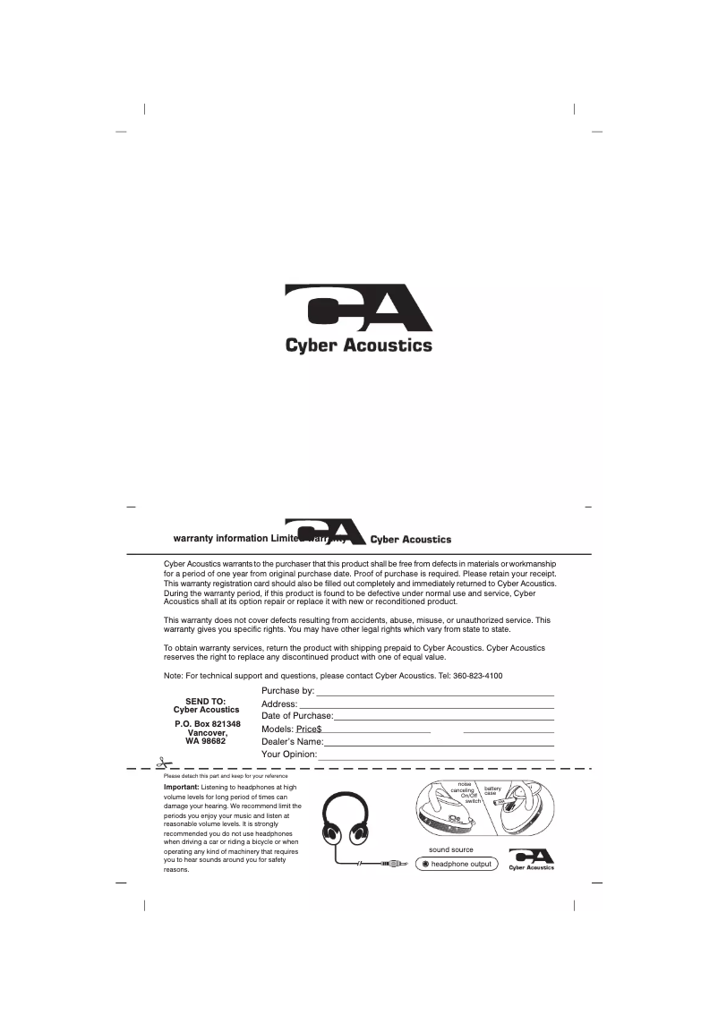 Page 1 de la notice Manuel utilisateur Cyber Acoustics ACM-8440