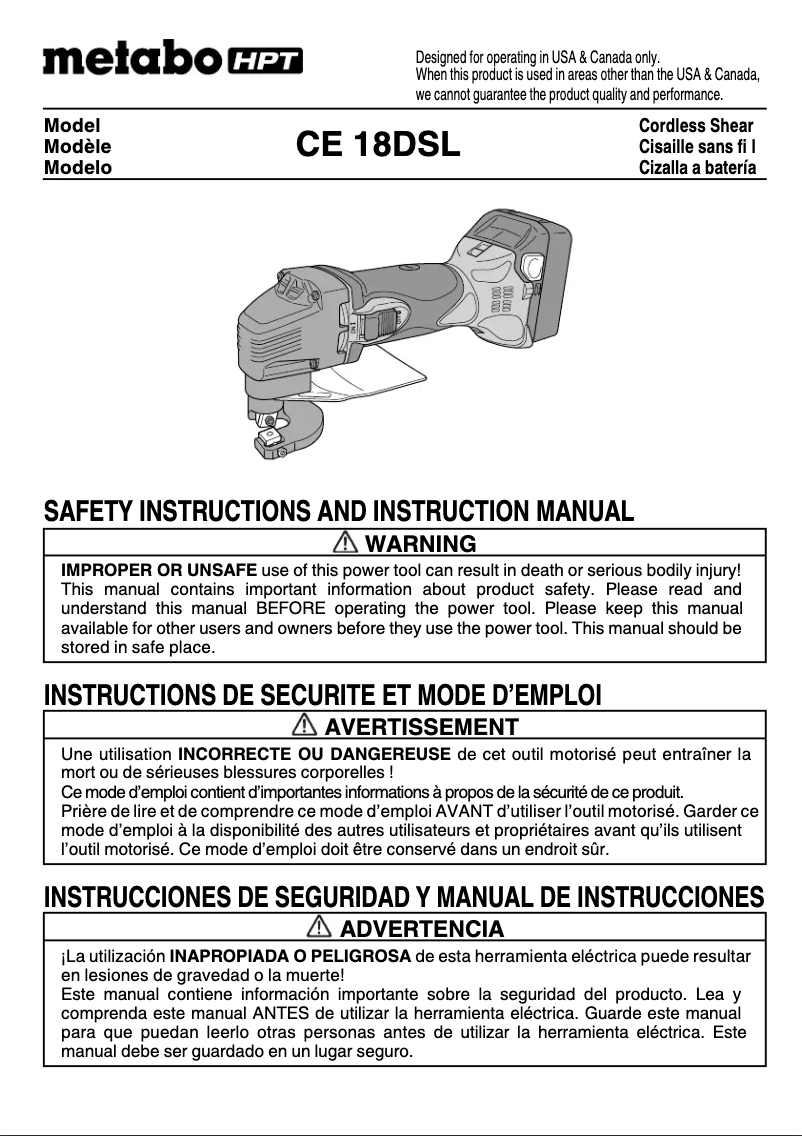 Image de la première page du manuel de l'appareil CE18DSL