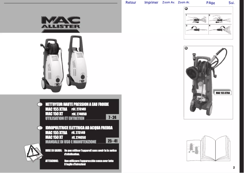 Image de la première page du manuel de l'appareil MAC155XTRA
