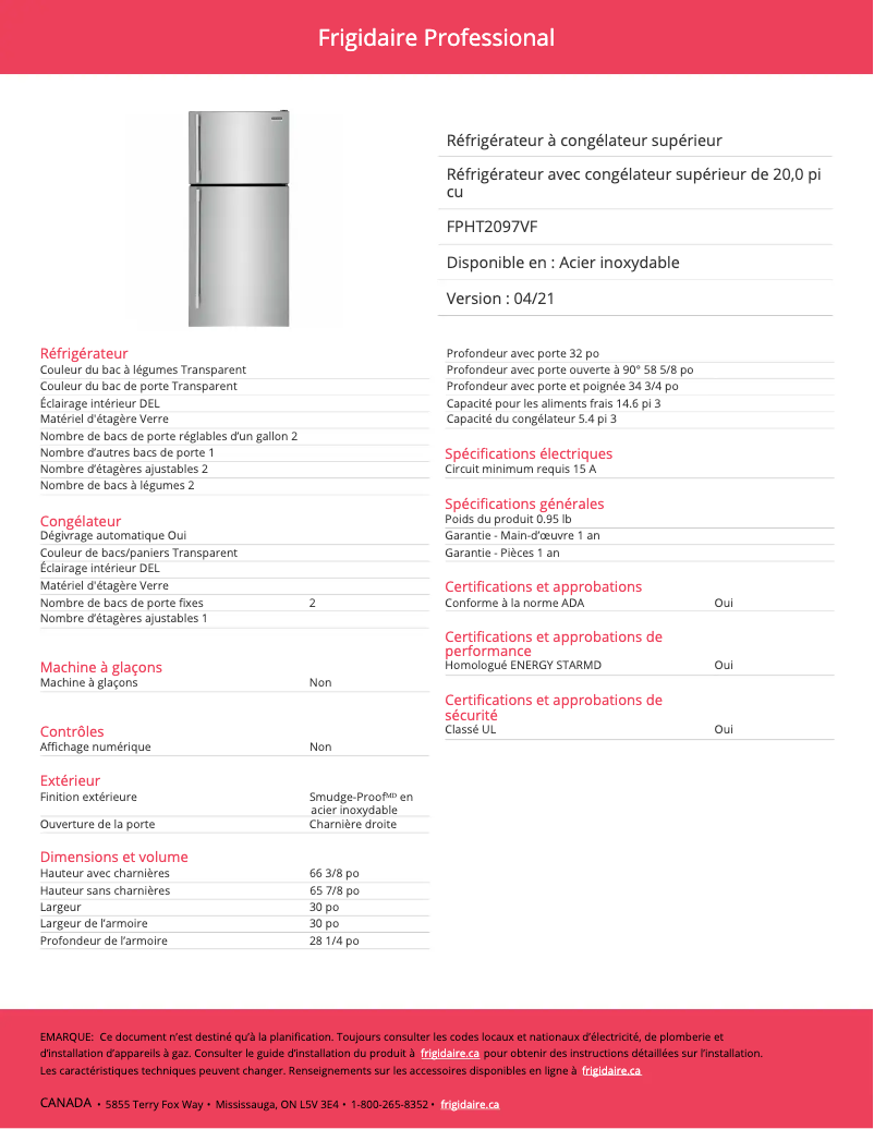 Image de la première page du manuel de l'appareil FPHT2097VF