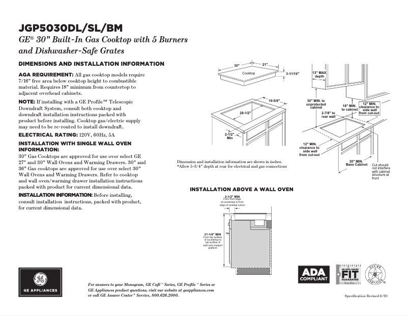 Image de la première page du manuel de l'appareil JGP5030DLBB