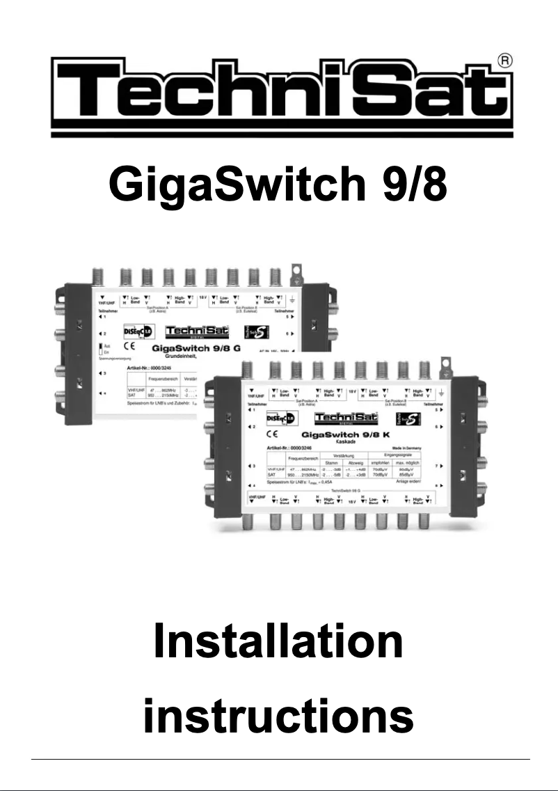 Page n°1 - Manuel utilisateur TechniSat GigaSwitch 9/8 K