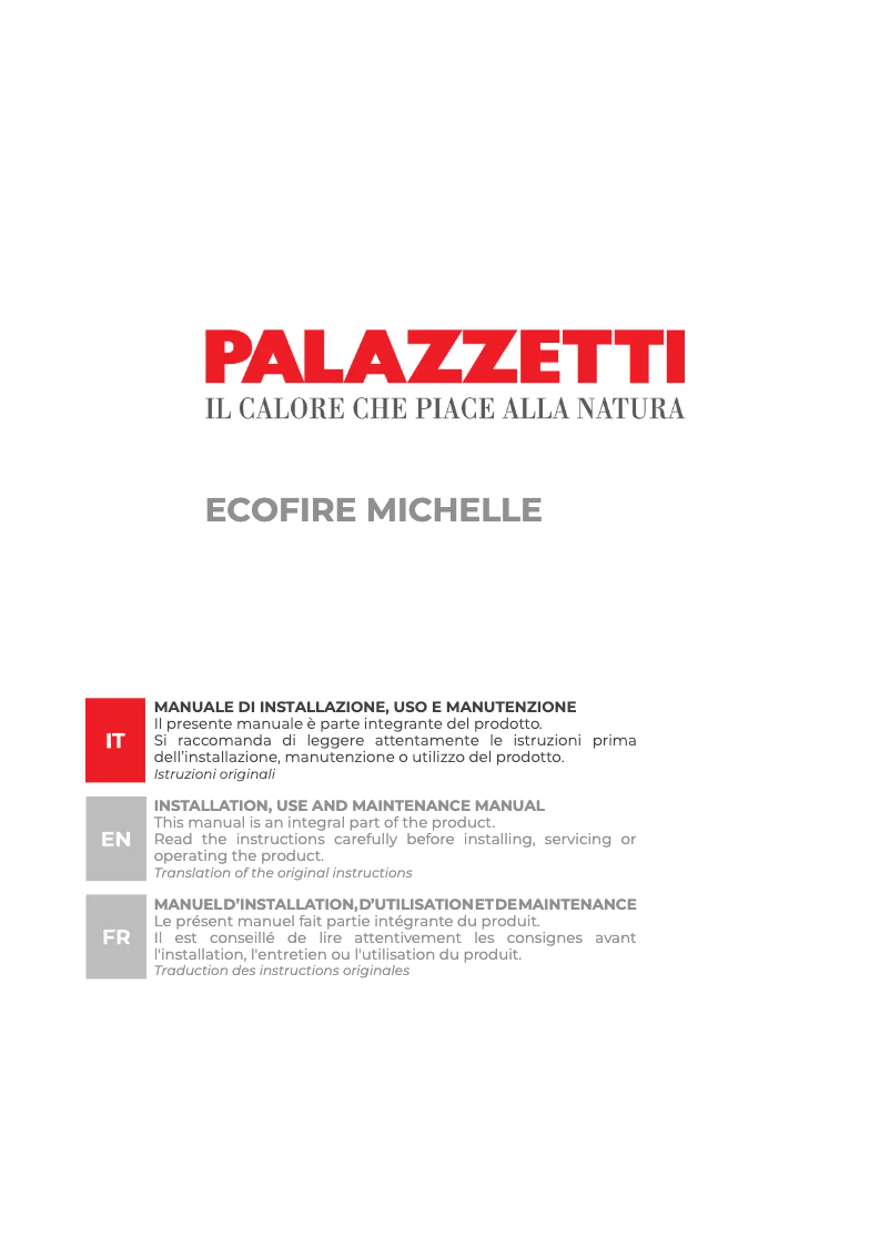Page n°1 - Manuel utilisateur Palazzetti Ecofire Michelle 8 air