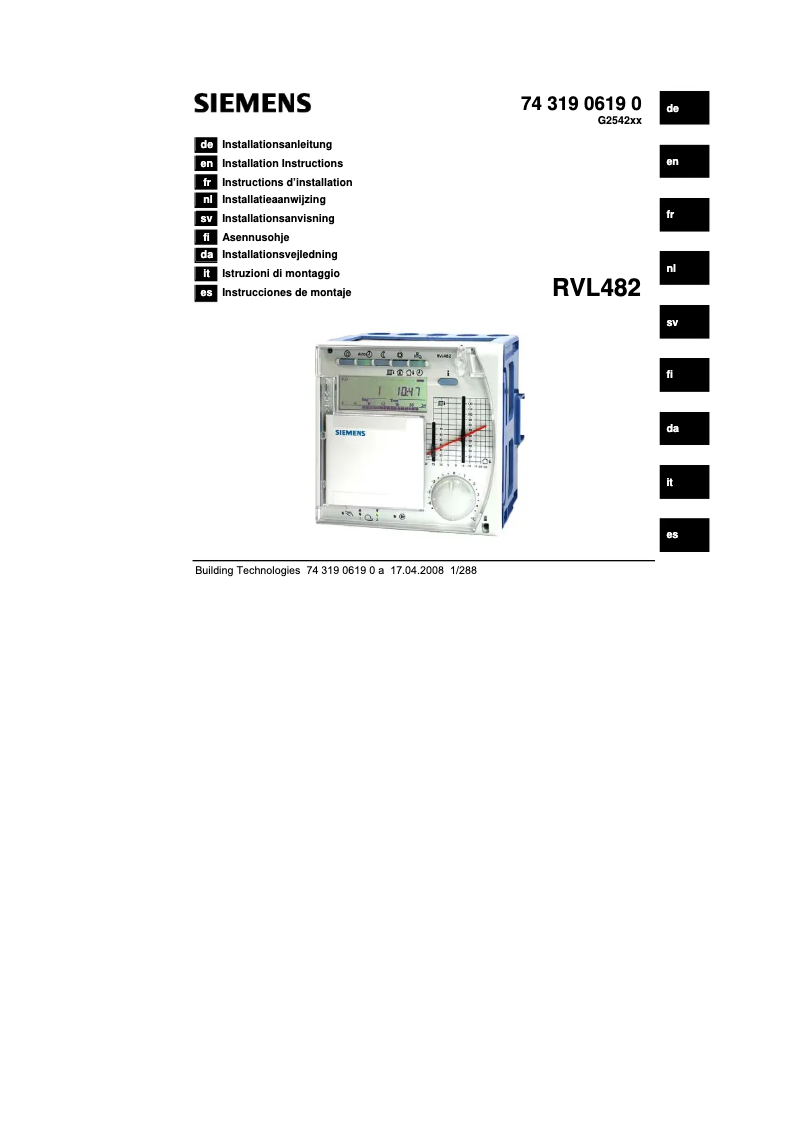 Page n°1 - Manuel utilisateur Siemens RVL482