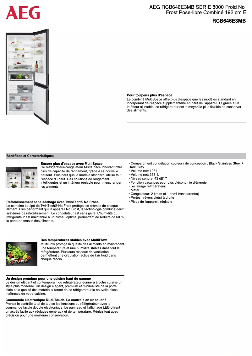 Page n°1 - Fiche technique AEG RCB646E3MB