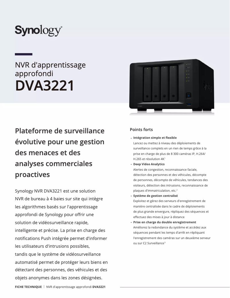 Page n°1 - Fiche technique Synology DVA3221