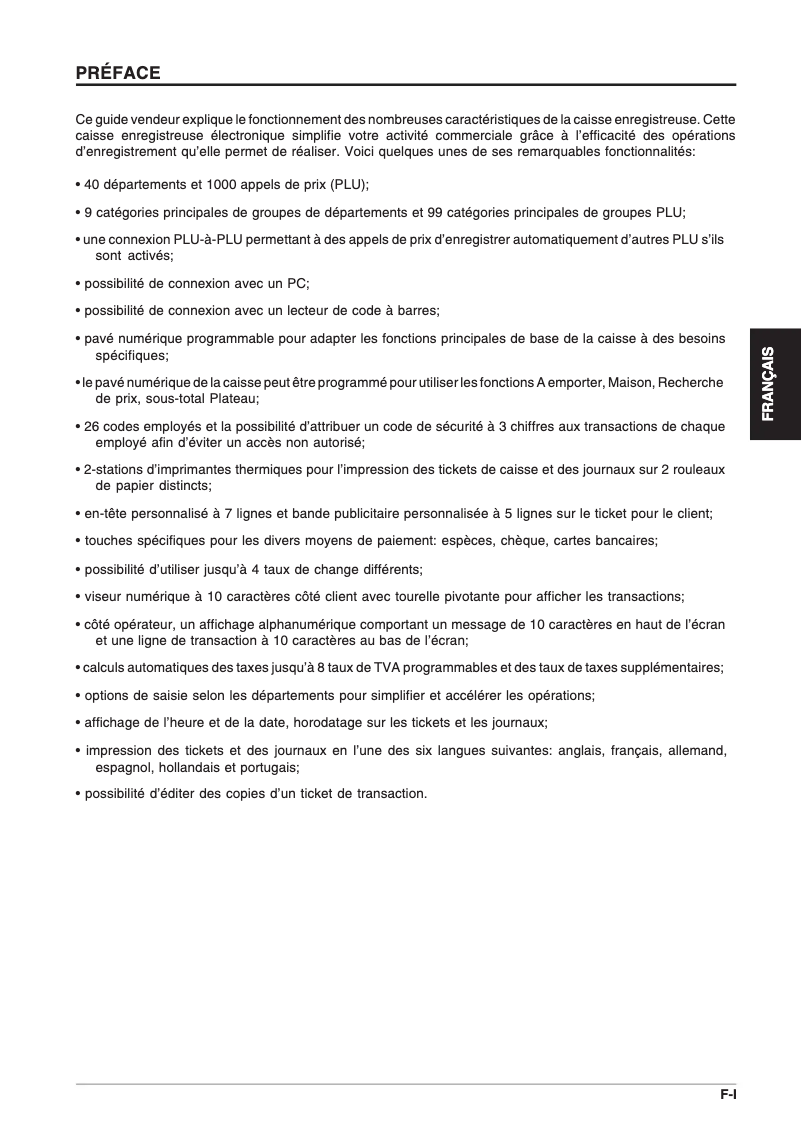 Page 1 de la notice Manuel utilisateur Olivetti ECR 3550 T