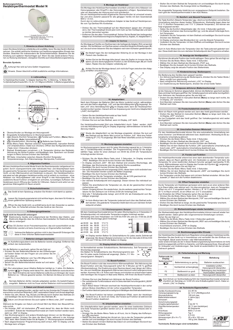 Page n°1 - Manuel utilisateur eQ-3 CC-RT-N