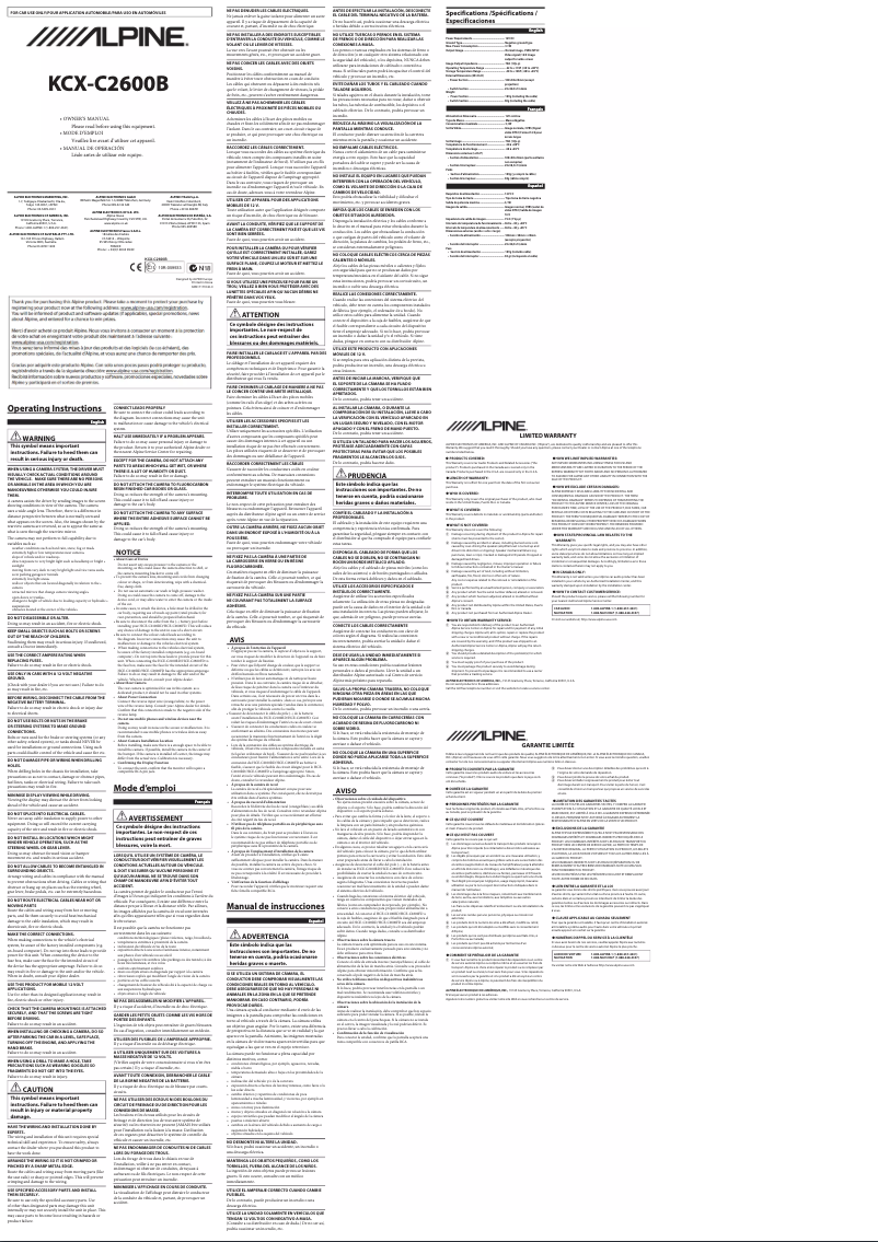 Page 1 of the manual User Manual Alpine KCX-C2600B