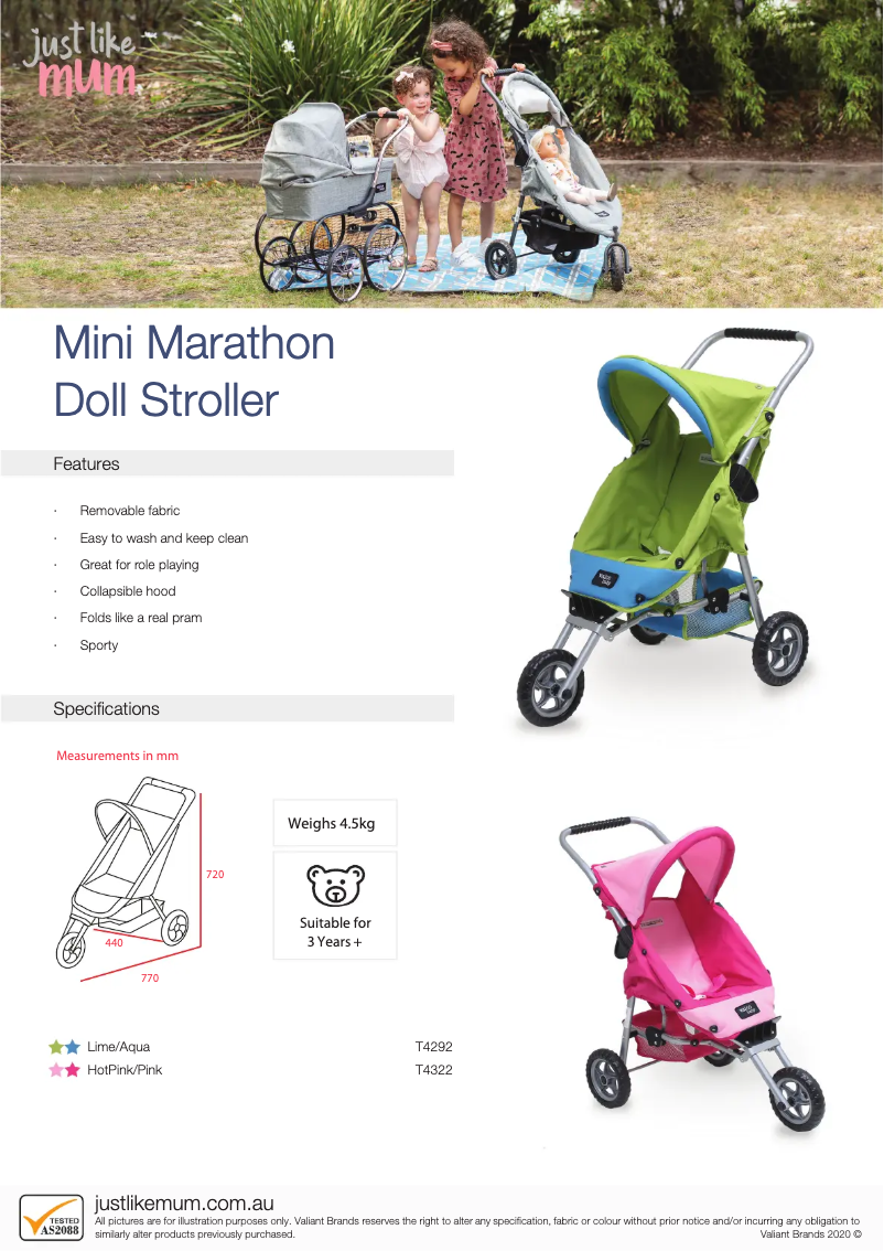 Page 1 de la notice Manuel utilisateur Valco Baby Mini Marathon Doll