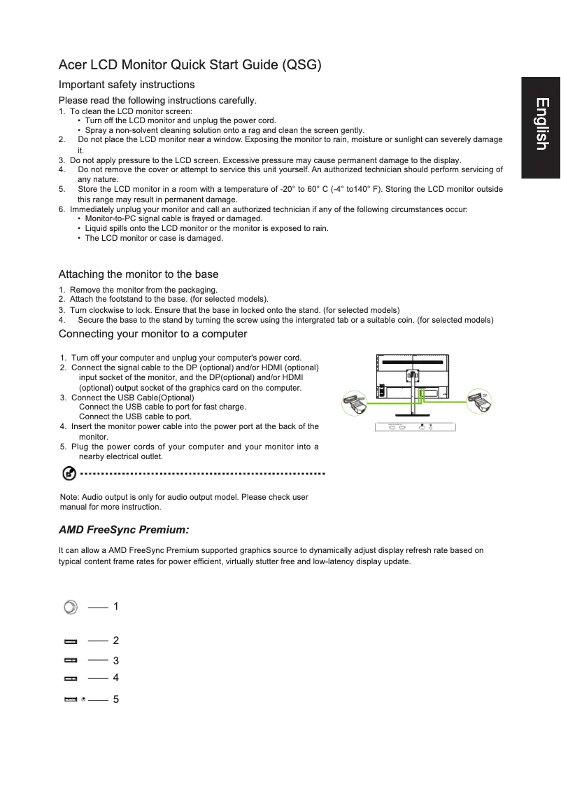Page n°1 - Guide de démarrage rapide Acer XZ325QUP