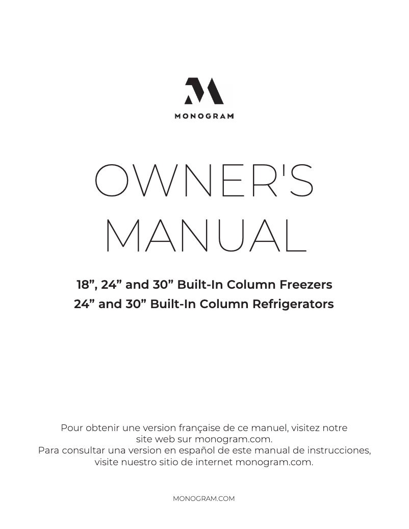 Page n°1 - Manuel utilisateur Monogram ZIF241NPNII