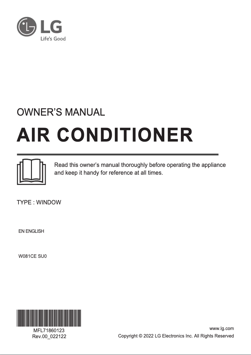 Page 1 de la notice Manuel utilisateur LG W081CE