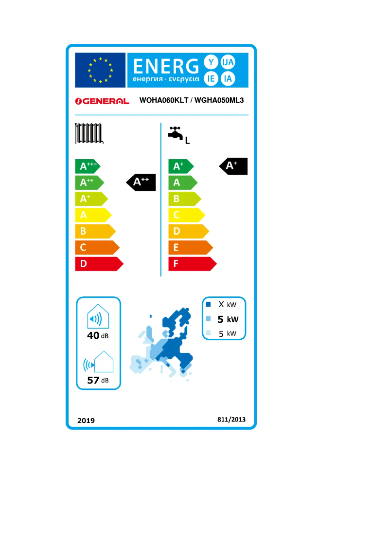 Page 1 de la notice Label énergétique Fujitsu WGHA050ML3