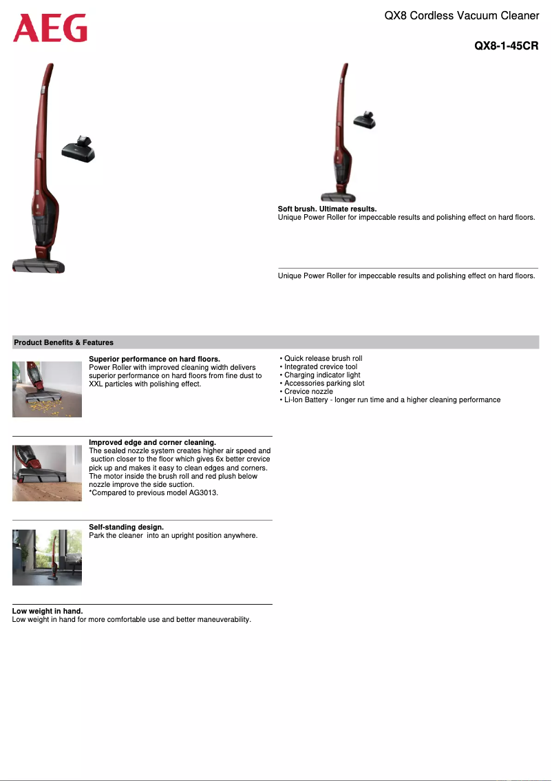 Page n°1 - Fiche technique AEG QX8-1-45CR I X Power