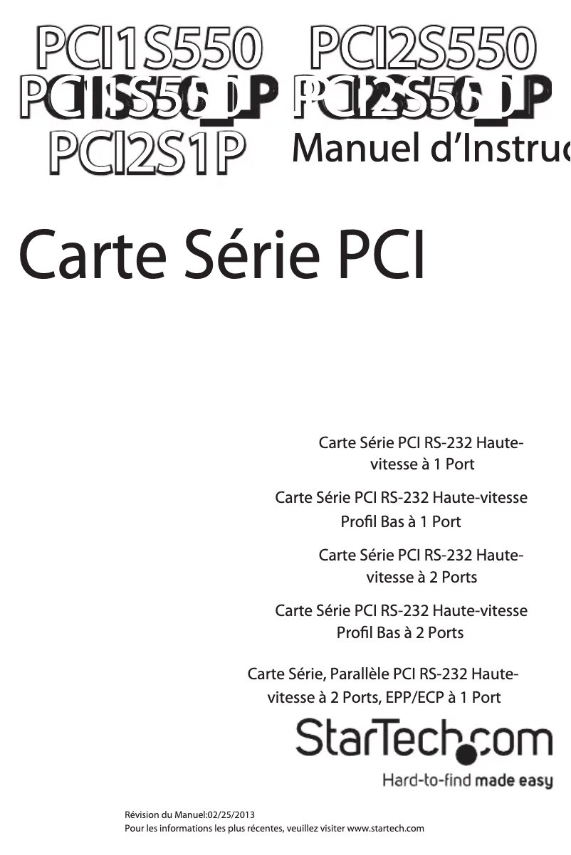 Page n°1 - Manuel utilisateur StarTech.com PCI1S550