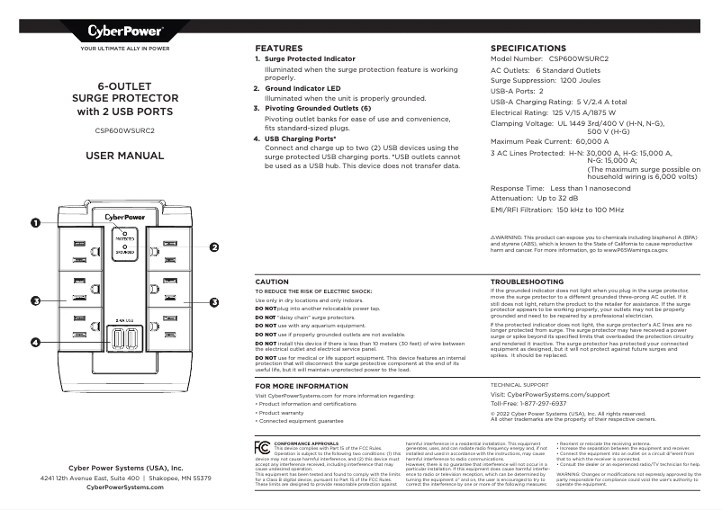 Image de la première page du manuel de l'appareil CSP600WSURC2
