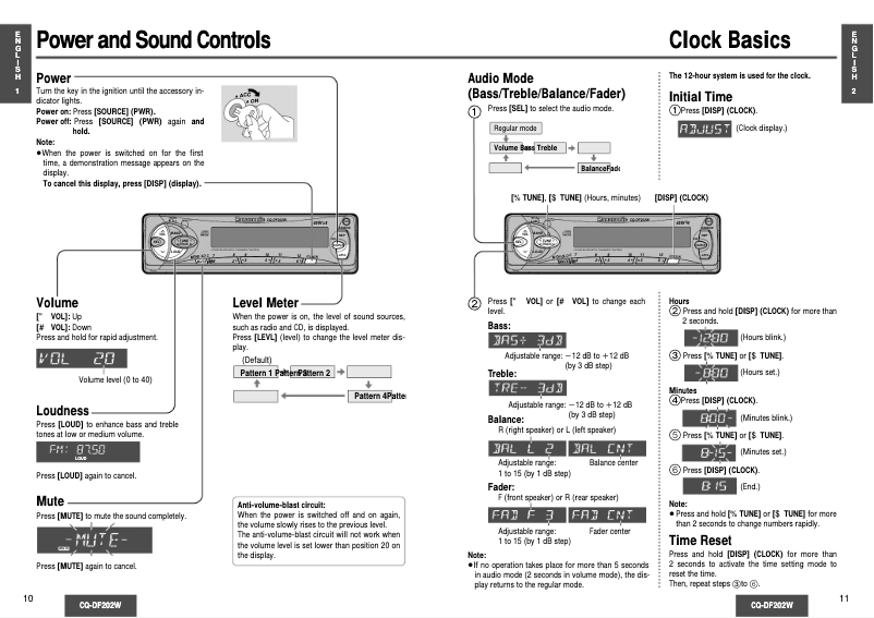 Page 1 de la notice Manuel utilisateur Panasonic CQ-DF202