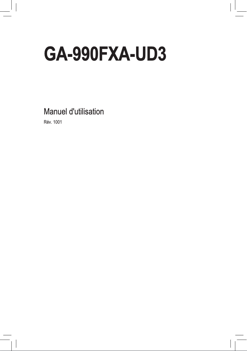 Page 1 de la notice Manuel utilisateur Gigabyte GA-990FXA-UD3