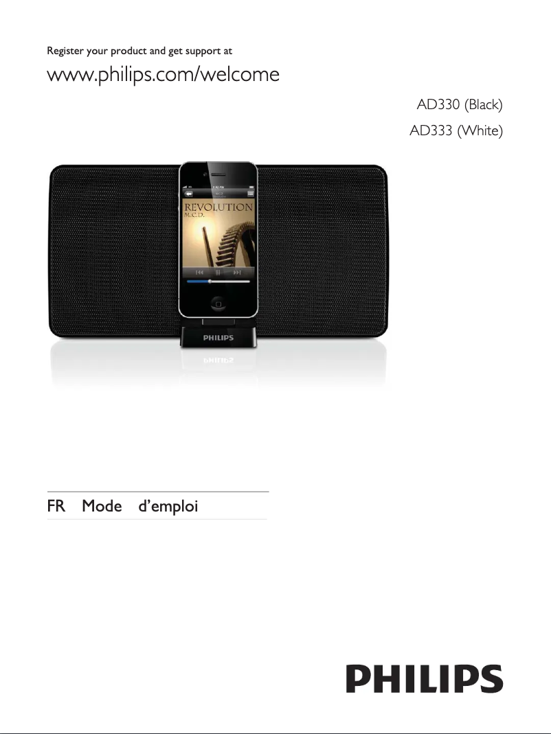 Page 1 de la notice Manuel utilisateur Philips AD330