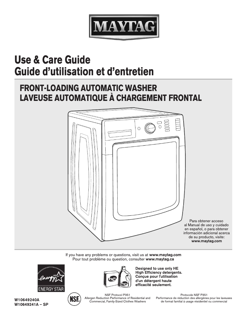 Page n°1 - Manuel utilisateur Maytag MHW8100DW Maxima