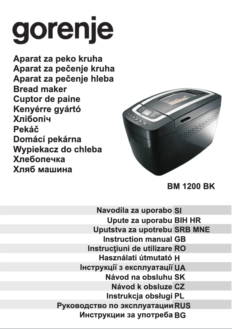 Page n°1 - Manuel utilisateur Gorenje BM1200BK