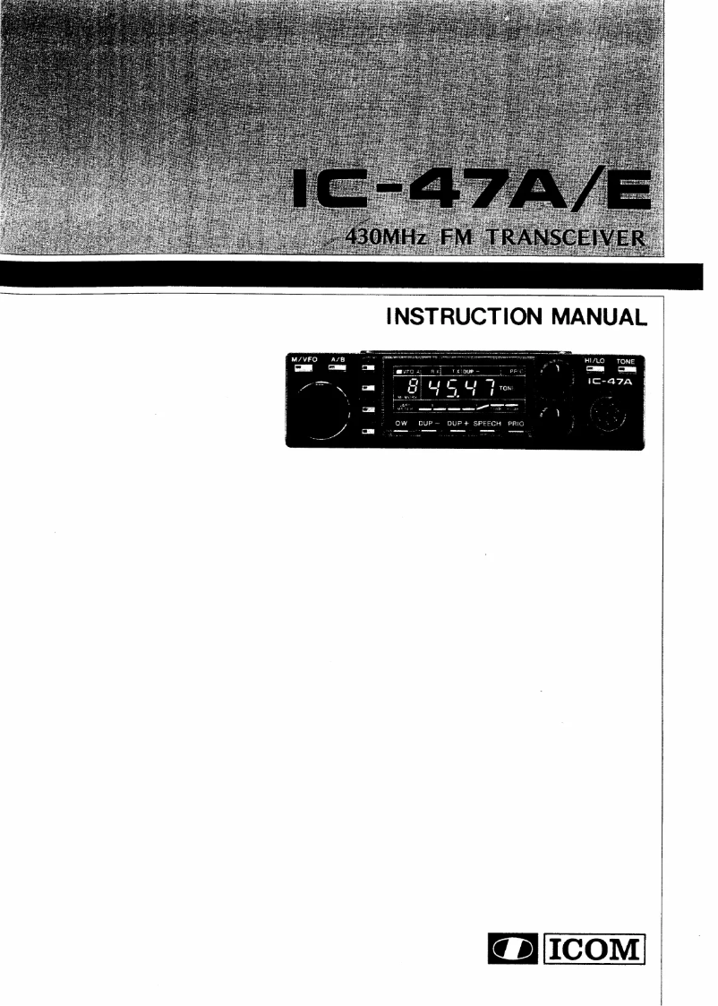 Image de la première page du manuel de l'appareil IC-47A