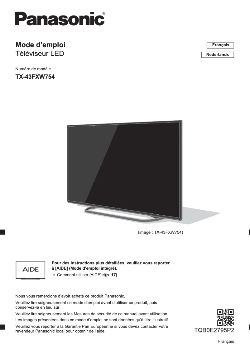 Página 1 del manual Manual de usuario Panasonic Viera TX-43FXW754