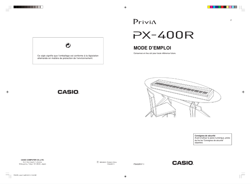 Page n°1 - Manuel utilisateur Casio PX-400R
