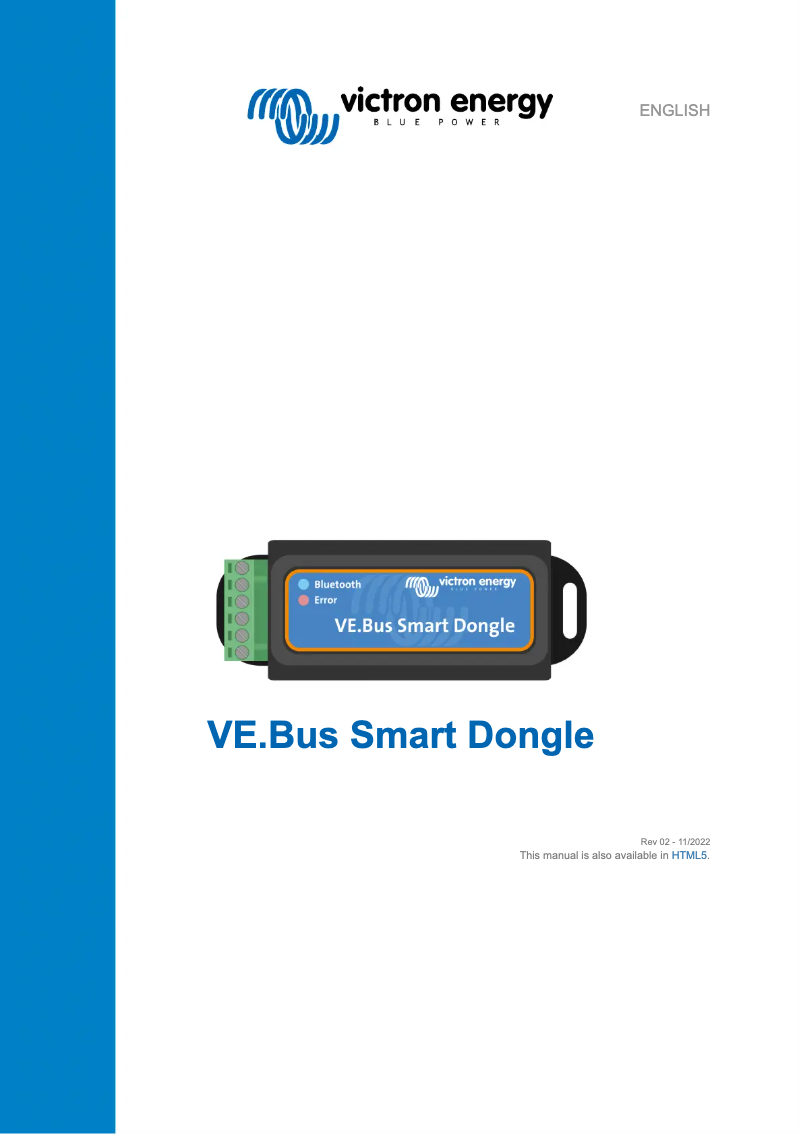 Page 1 de la notice Manuel utilisateur Victron Energy VE.Bus Smart Dongle