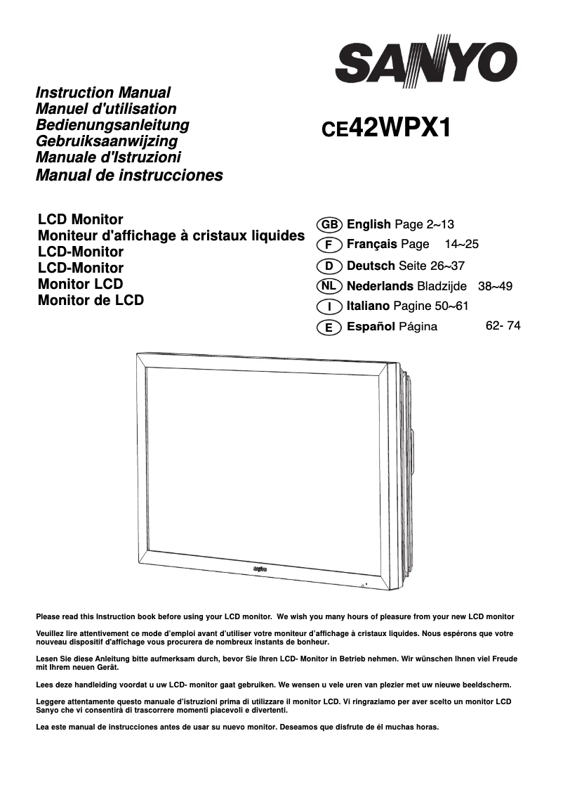 Página 1 del manual Manual de usuario Sanyo 42WPX1