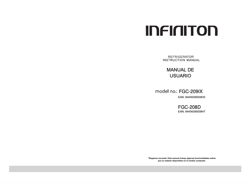 Page 1 de la notice Manuel utilisateur Infiniton FGC-209IX