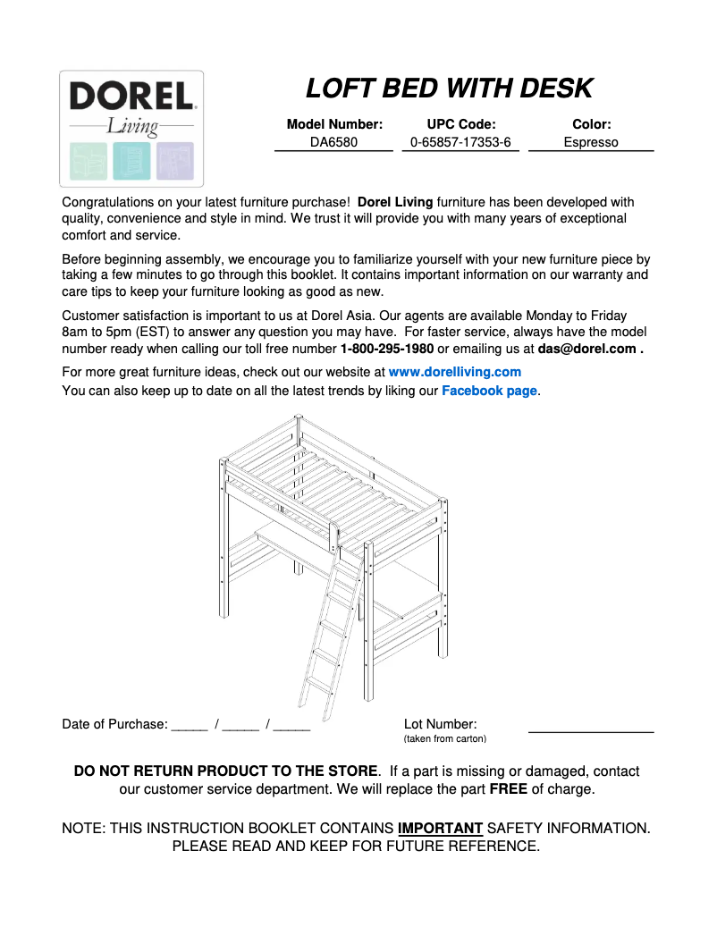 Page 1 de la notice Manuel utilisateur Dorel DA6580