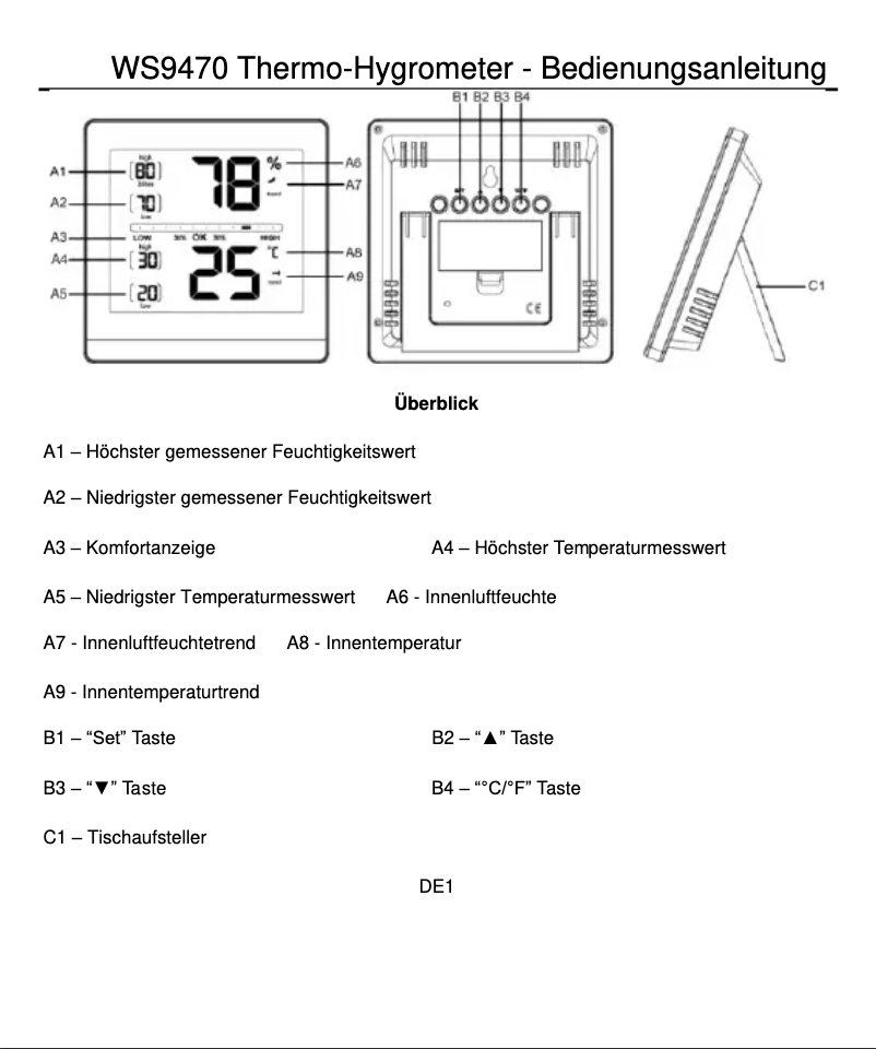 Page n°1 - Manuel utilisateur Techno Line WS 9470