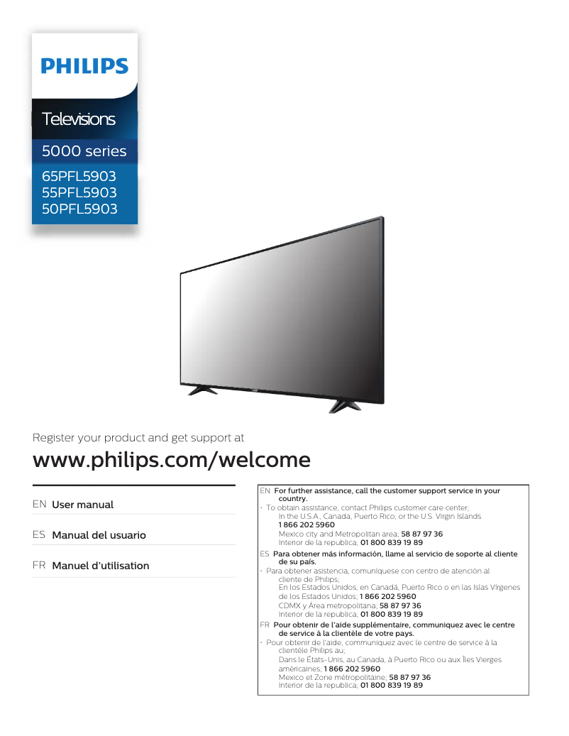 Page 1 de la notice Manuel utilisateur Philips 55PFL5903