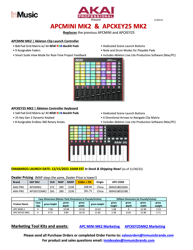 Page n°1 - Manuel utilisateur AKAI APC MINI