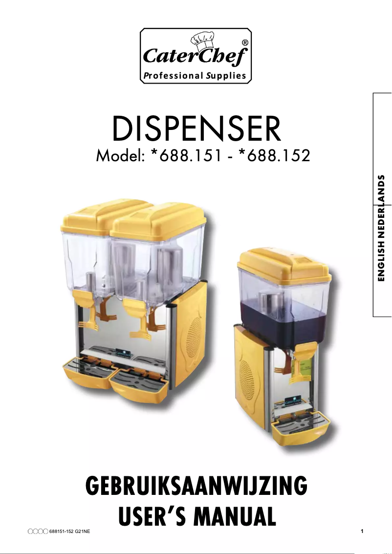 Page 1 de la notice Manuel utilisateur CaterCool 688151