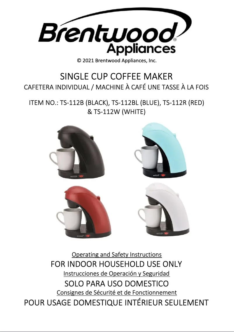 Page 1 de la notice Manuel utilisateur Brentwood TS-112B