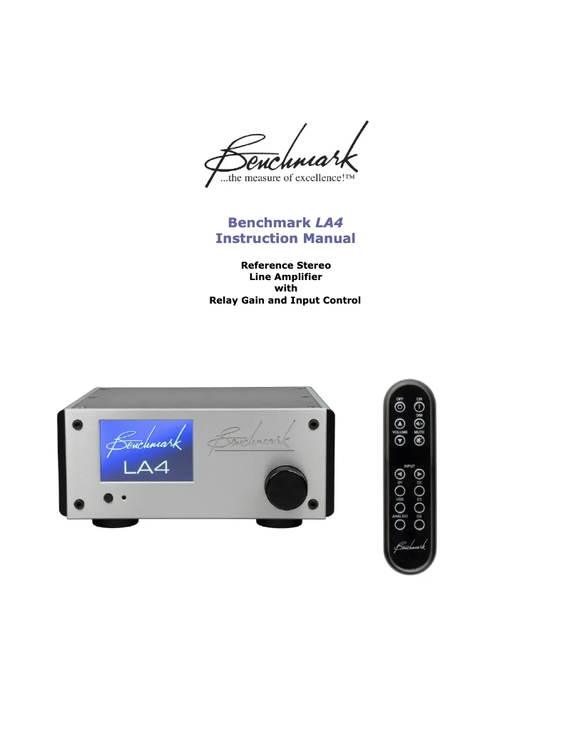 Page 1 de la notice Manuel utilisateur Benchmark LA4