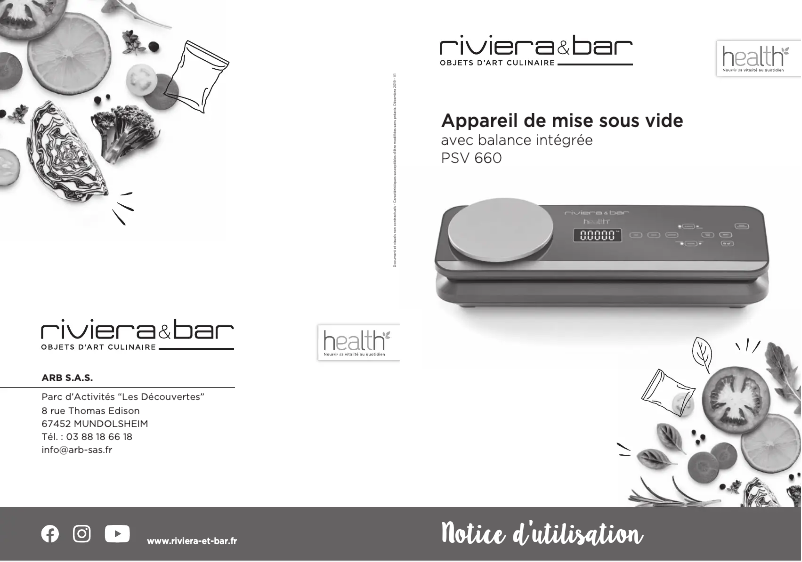 Page 1 de la notice Manuel utilisateur Riviera & Bar PSV660