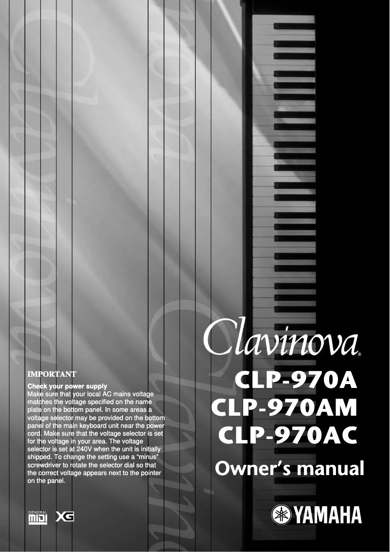 Page 1 de la notice Manuel utilisateur Yamaha Clavinova CLP-970AM