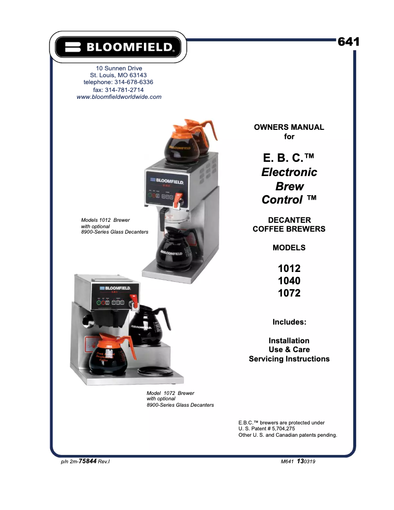 Image de la première page du manuel de l'appareil E.B.C. 1040